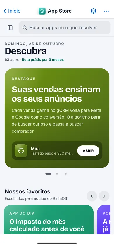 App Store do BaitaOS no celular